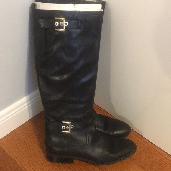 NINE WEST BLACK LEATHER KNEE HIGH BOOTS - Picture 6 of 8
